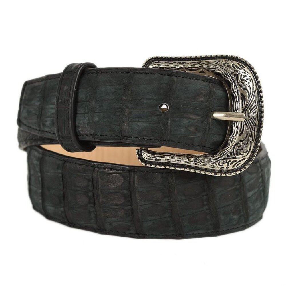 Cody James Mens Black Nubuck Suede Caiman Leather Western Belt Size 32